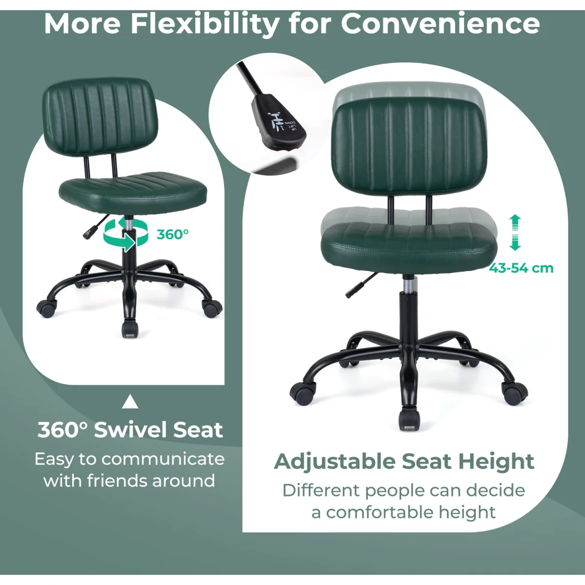 Small Armless Desk Chair - Green – image 5