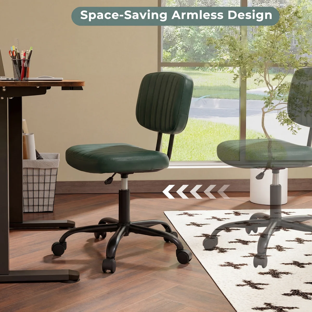 Small Armless Desk Chair - Green – image 8