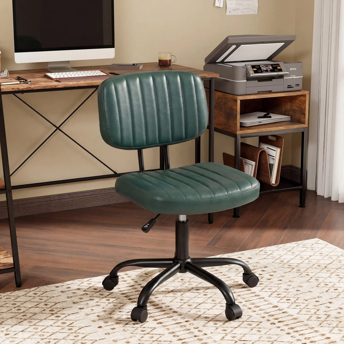 Small Armless Desk Chair - Green – image 1