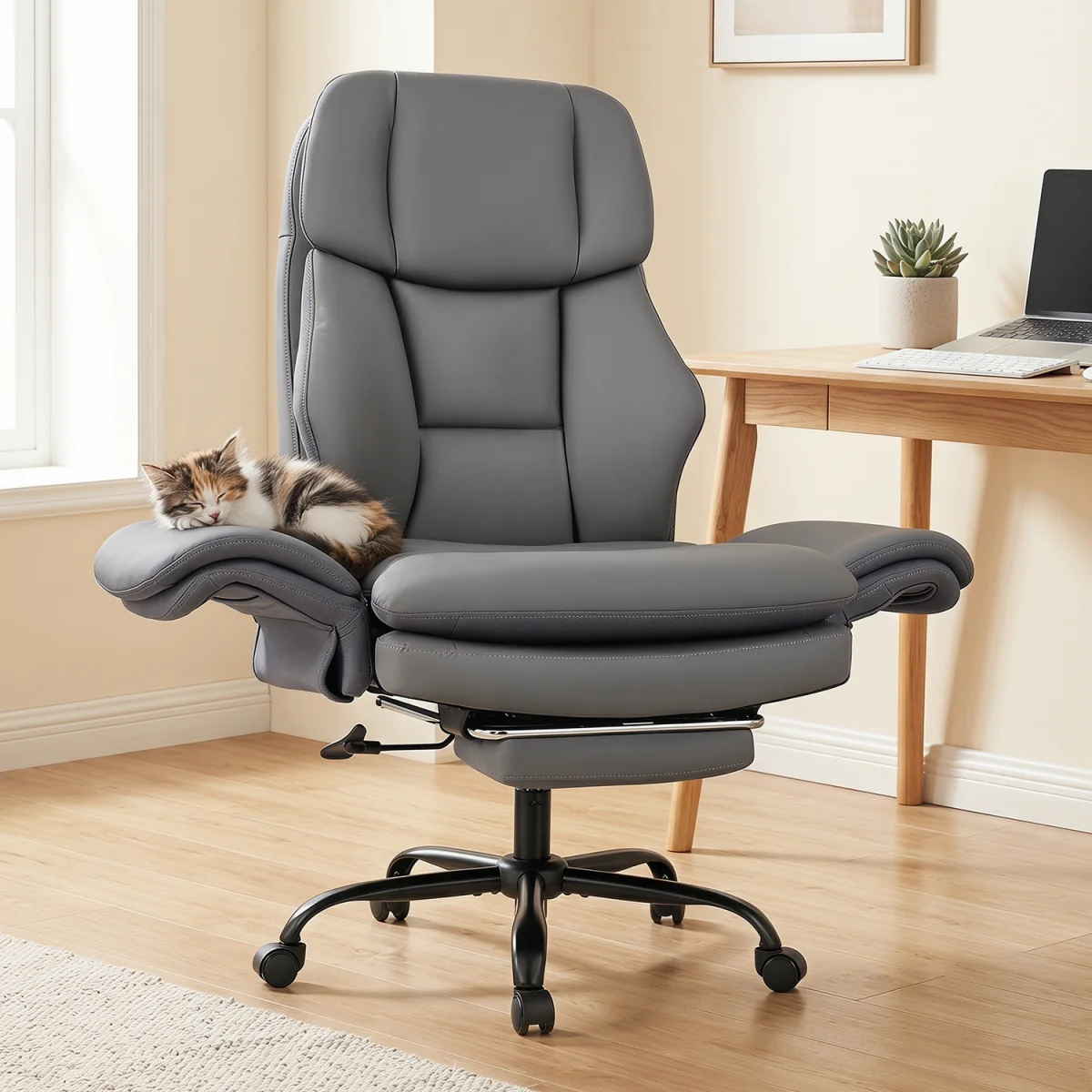Tall Executive Ergonomic Cross Legged Office Chair-Grey - Grey – image 3