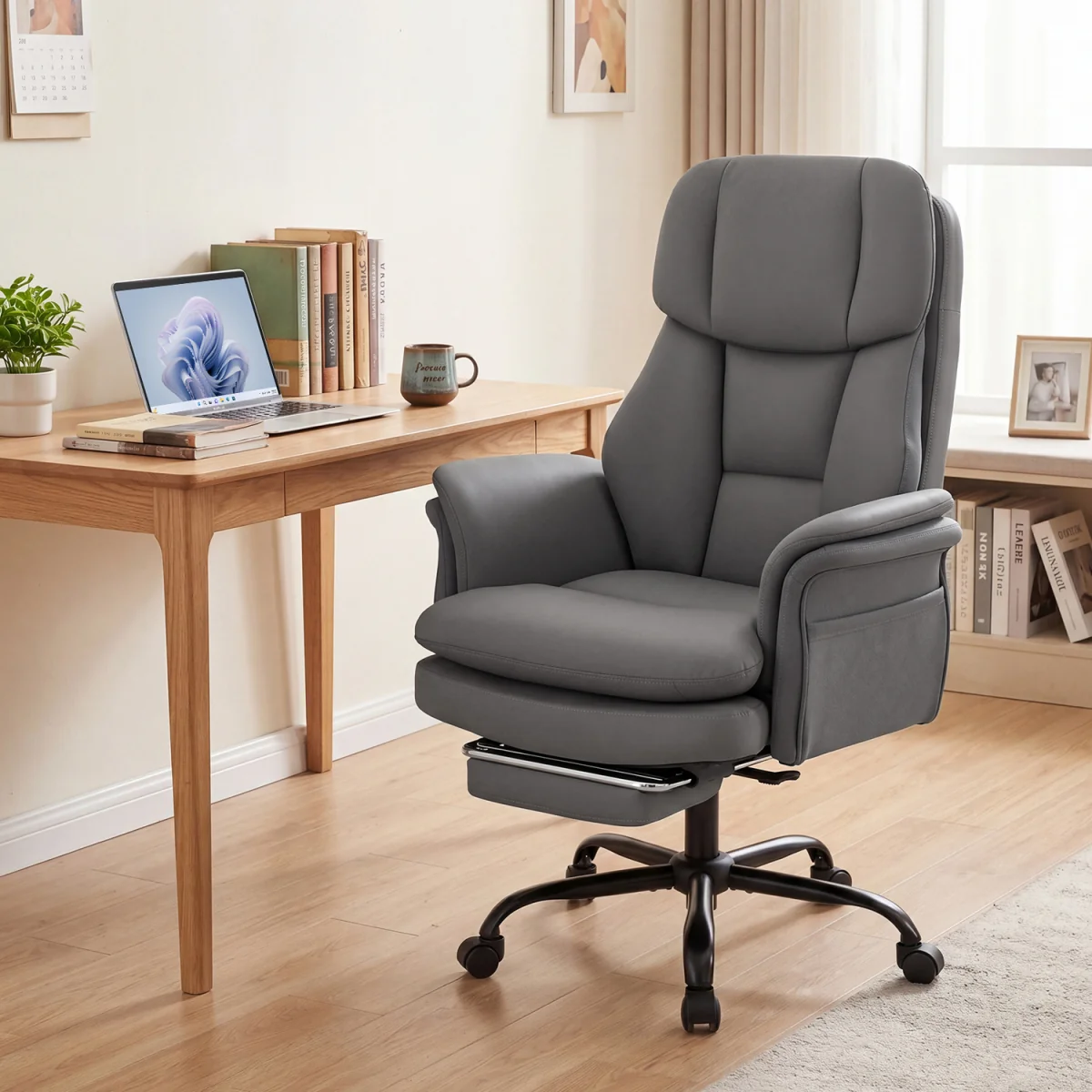 Tall Executive Ergonomic Cross Legged Office Chair-Grey - Grey – image 4