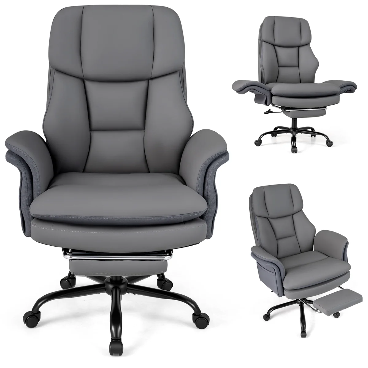 Tall Executive Ergonomic Cross Legged Office Chair-Grey - Grey – image 5