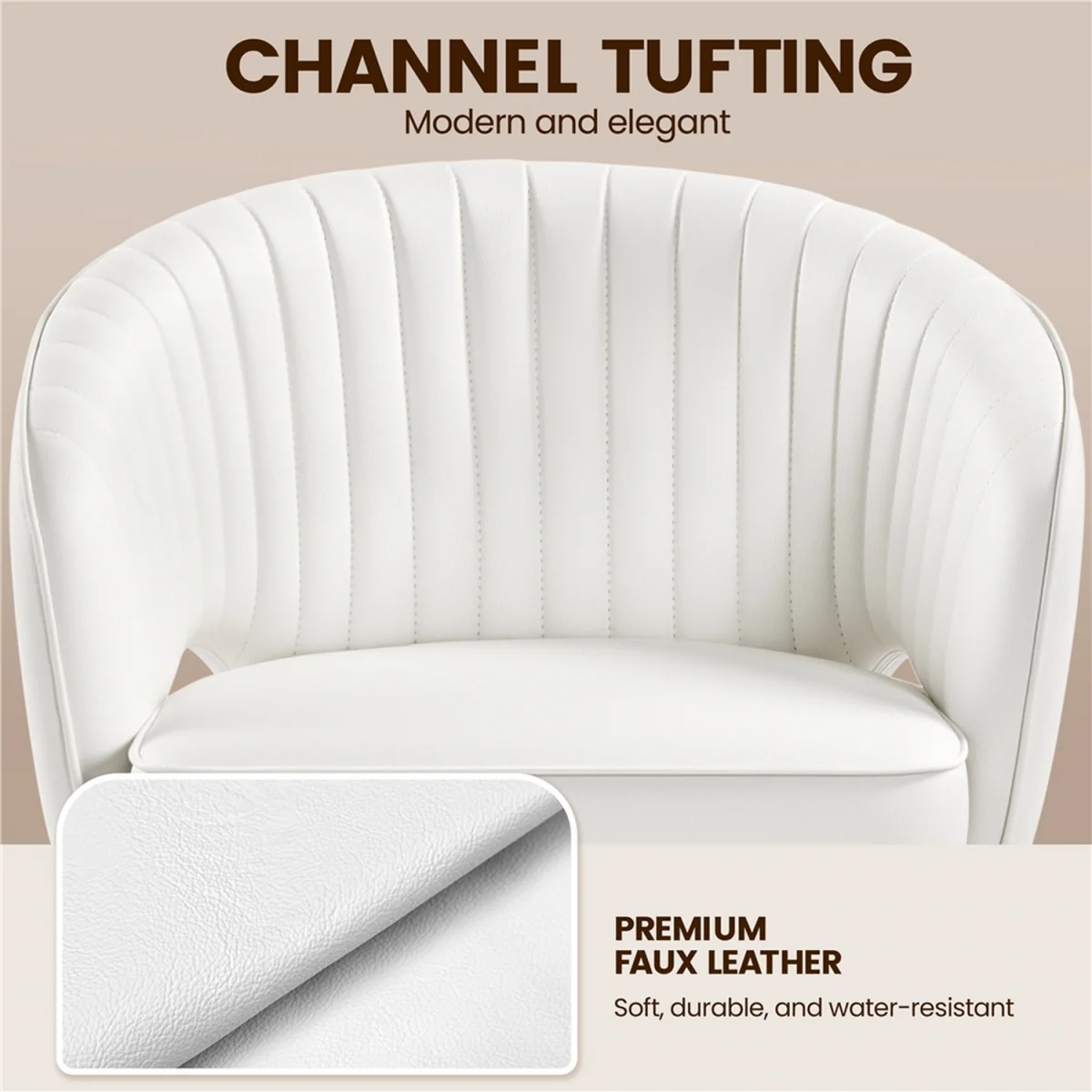 Yaheetech Tufted Barrel Back Office Chair - White – image 11