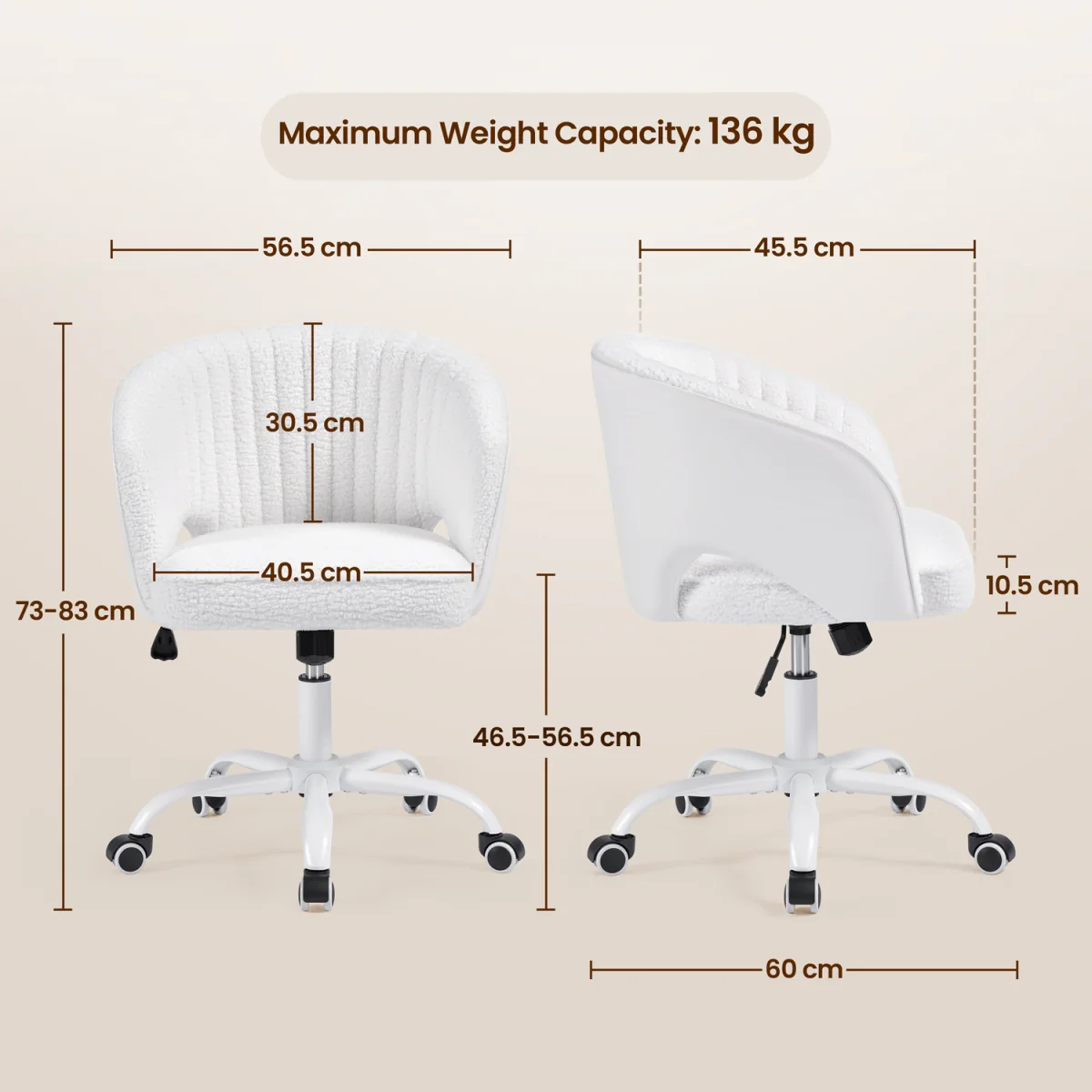 Yaheetech Tufted Barrel Back Office Chair - White – image 3