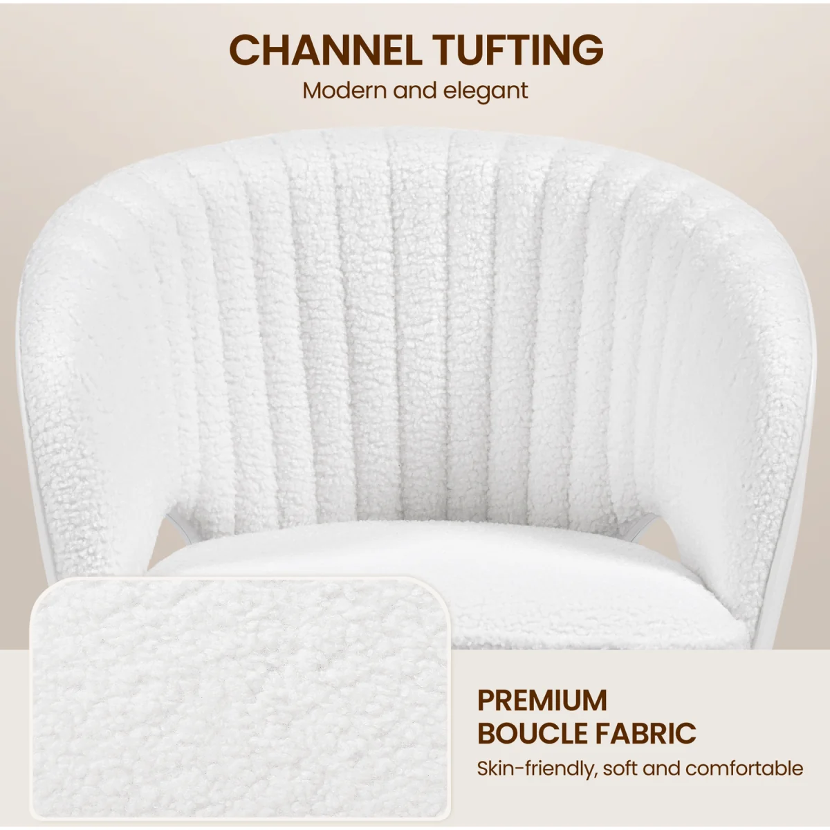 Yaheetech Tufted Barrel Back Office Chair - White – image 4