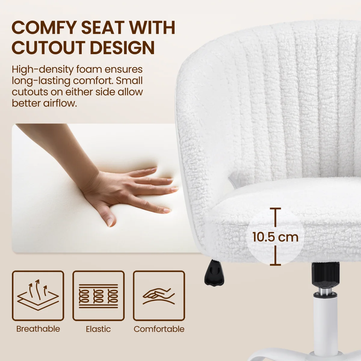 Yaheetech Tufted Barrel Back Office Chair - White – image 6