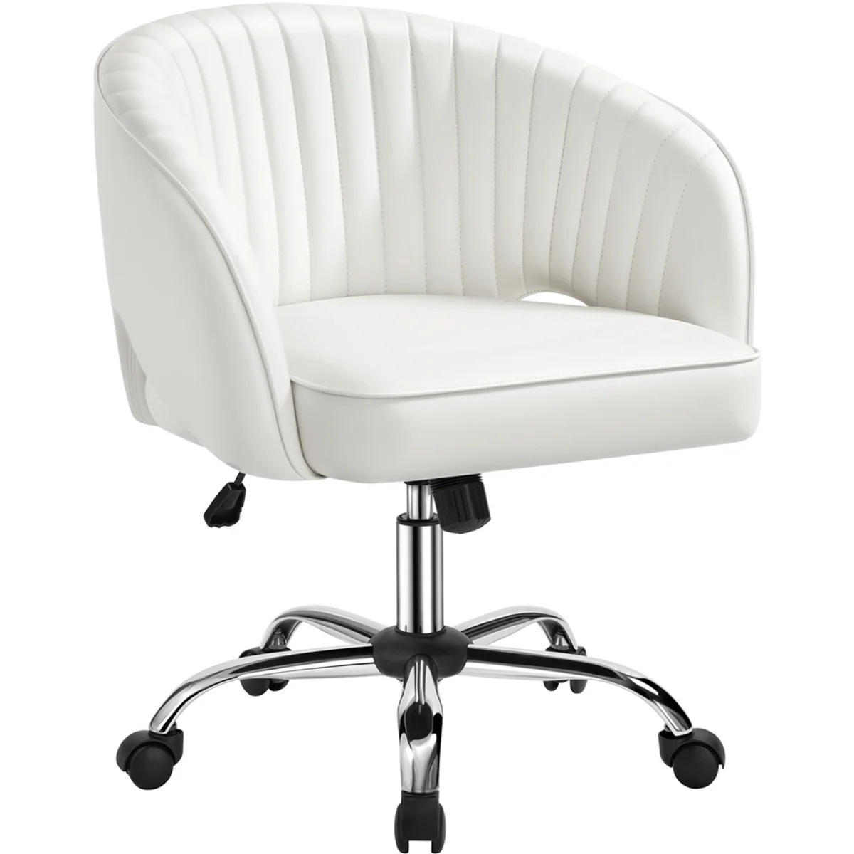 Yaheetech Tufted Barrel Back Office Chair - White – image 7