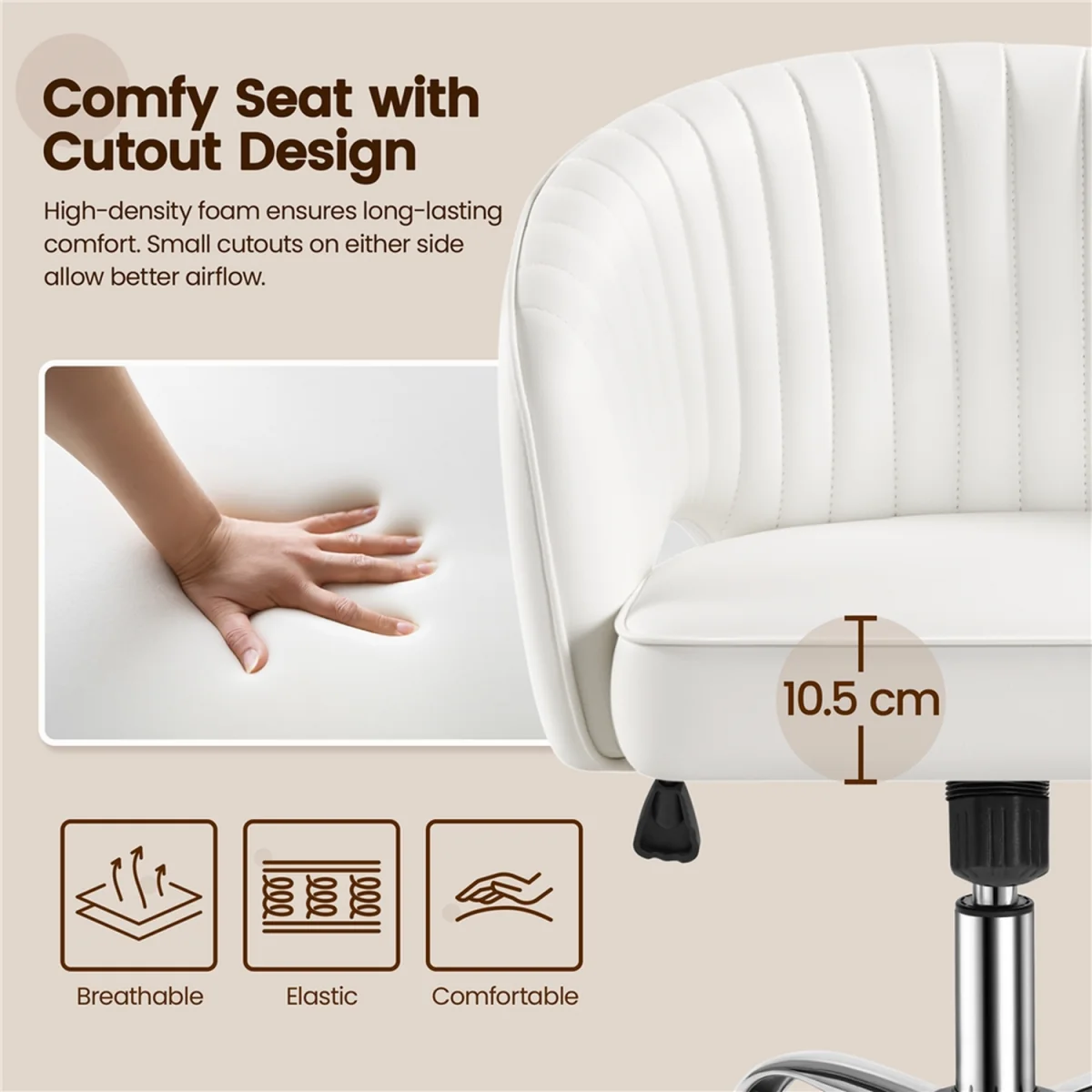 Yaheetech Tufted Barrel Back Office Chair - White – image 10
