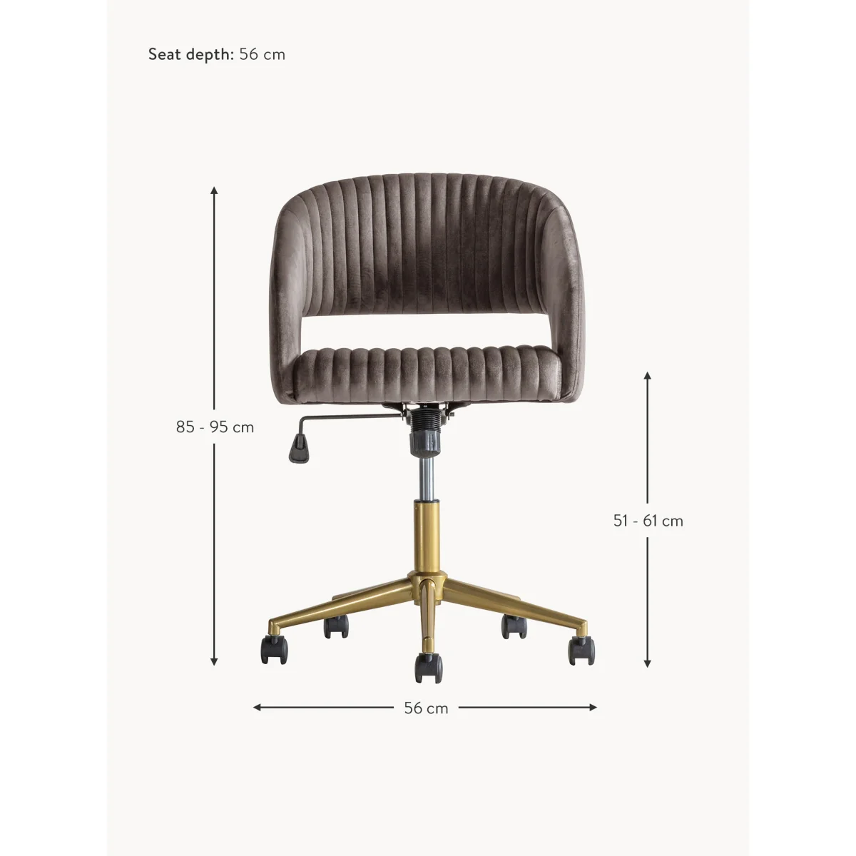 Velvet Desk Chair Murray, Adjustable Height – image 4