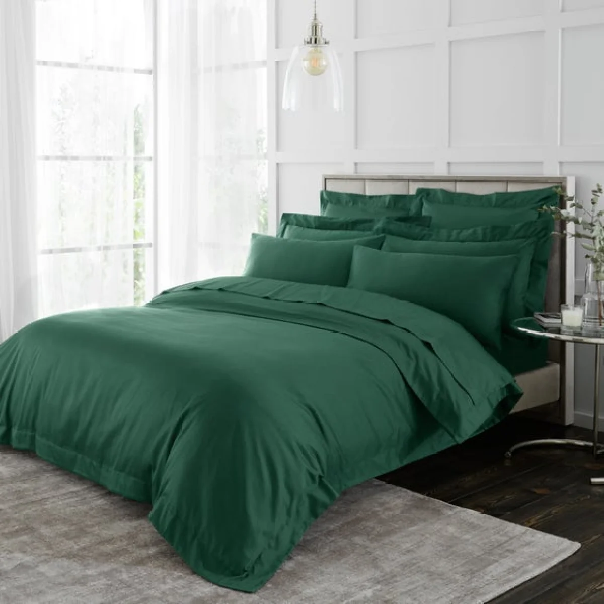 Hotel 230 Thread Count Cotton Sateen Duvet Cover Charcoal Dark Grey – image 3