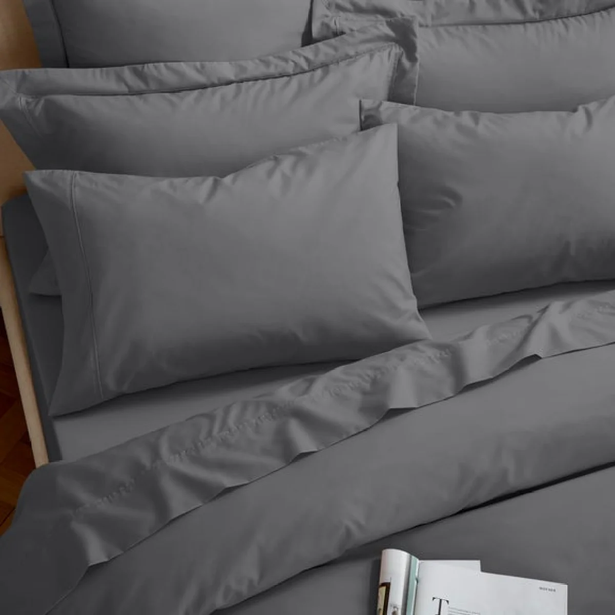 Dorma Egyptian Cotton 400 Thread Count Percale Duvet Cover Grey Dark Grey – image 3