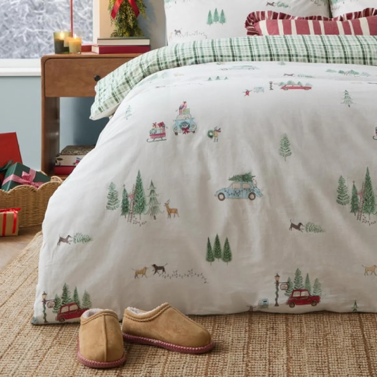 Wylder Christmas Tree Lane 100% Cotton Duvet Cover & Pillowcase Set – image 4
