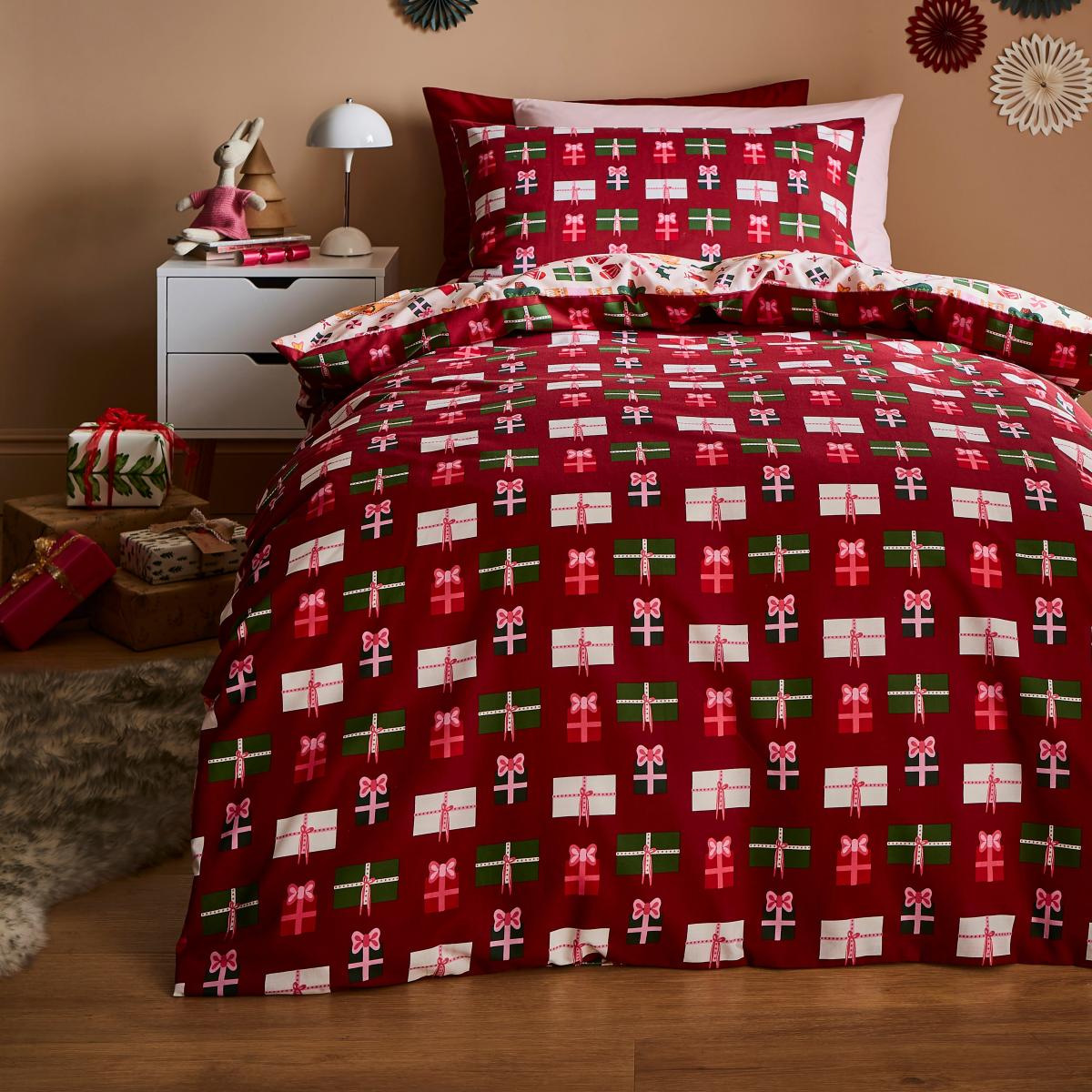 Folk Gingerbread House Duvet Cover Set Pink – image 3