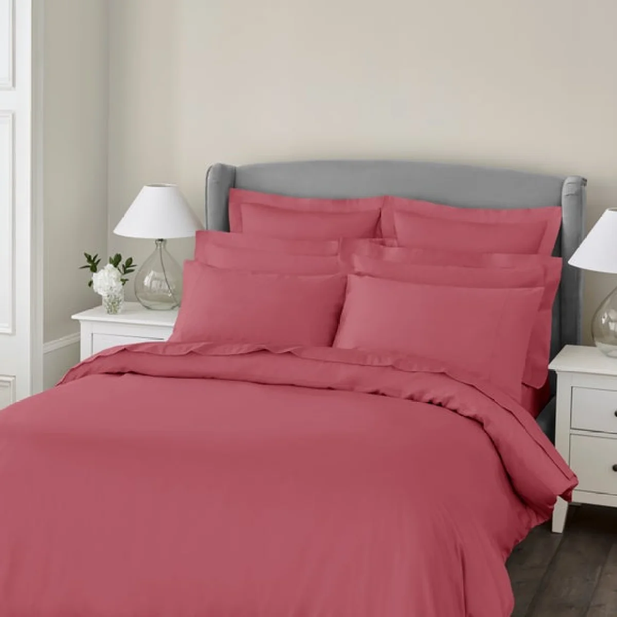 Dorma 300 Thread Count 100% Cotton Sateen Slate Rose Duvet Cover Rose – image 1