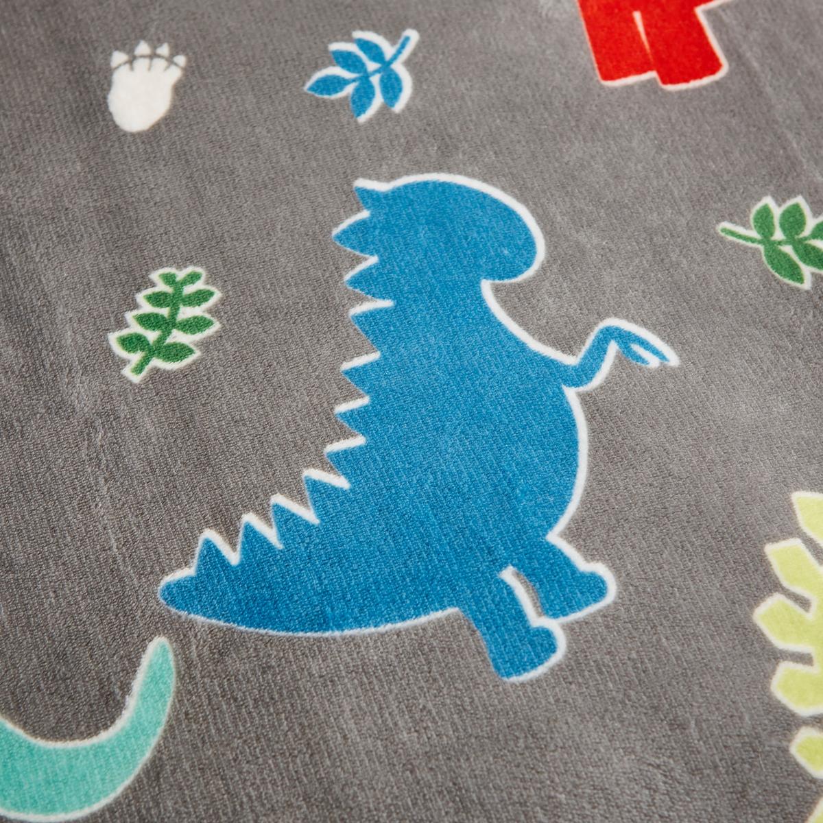 Dinosaur Fleece Duvet Cover and Pillowcase Set Grey – image 2