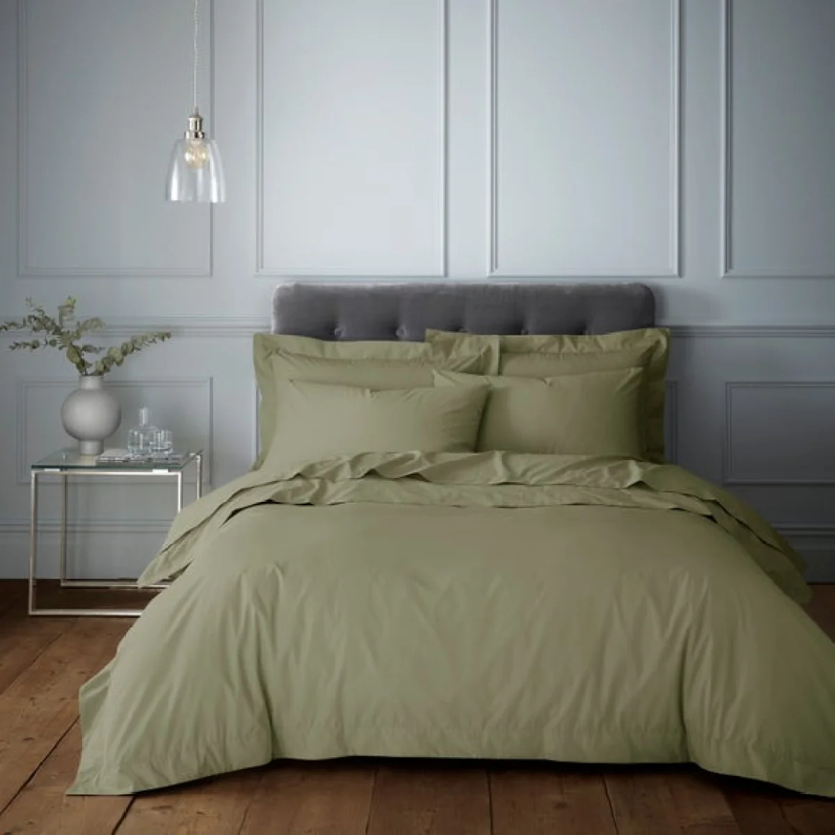 Hotel 230 Thread Count Cotton Percale Duvet Cover Grey Grey – image 2