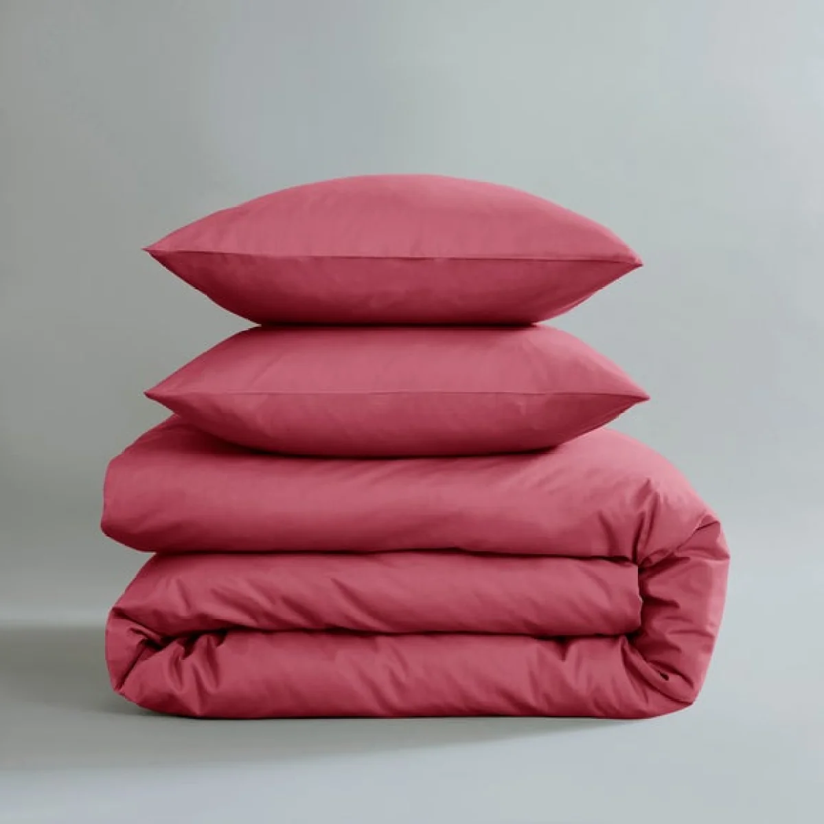 Pure Cotton Plain Dye Duvet Cover Rhubarb – image 3