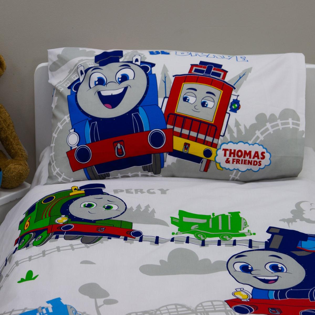 Thomas All Aboard Toddler Duvet Cover and Pillowcase Set Grey – image 4