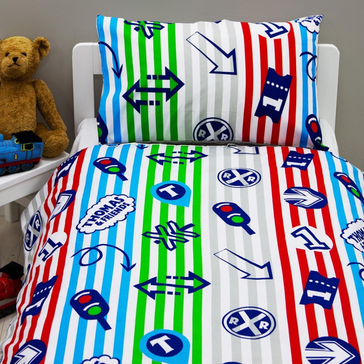 Thomas All Aboard Toddler Duvet Cover and Pillowcase Set Grey – image 5
