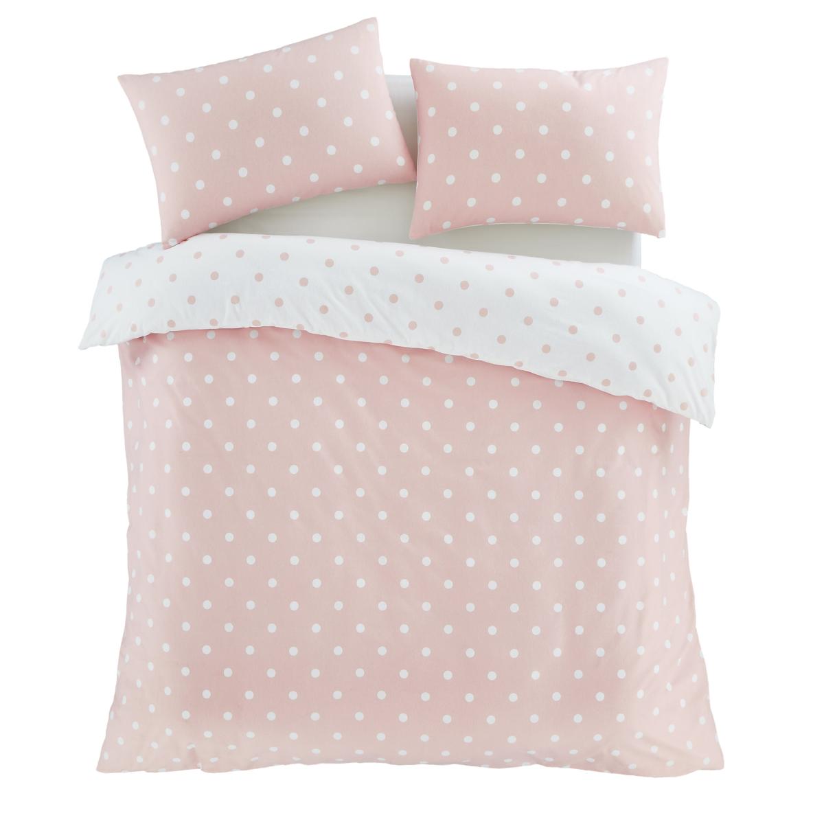 Catherine Lansfield Brushed Cotton Polka Dot Duvet Cover Set Pink – image 5