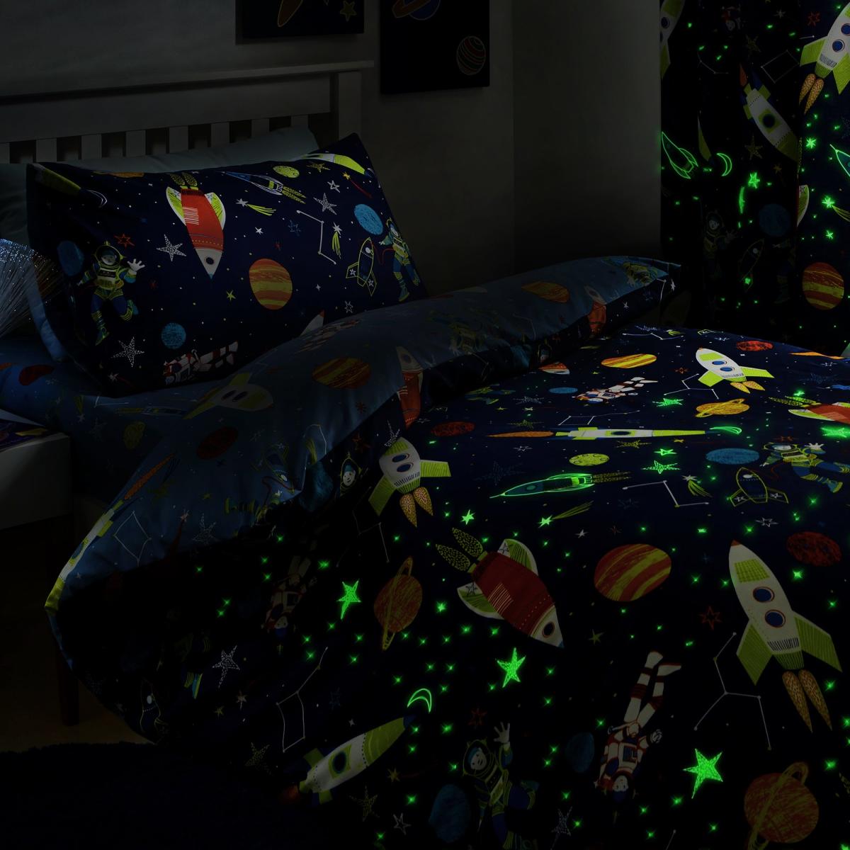 Supersonic Glow in the Dark Duvet Cover & Pillowcase Set Blue – image 2