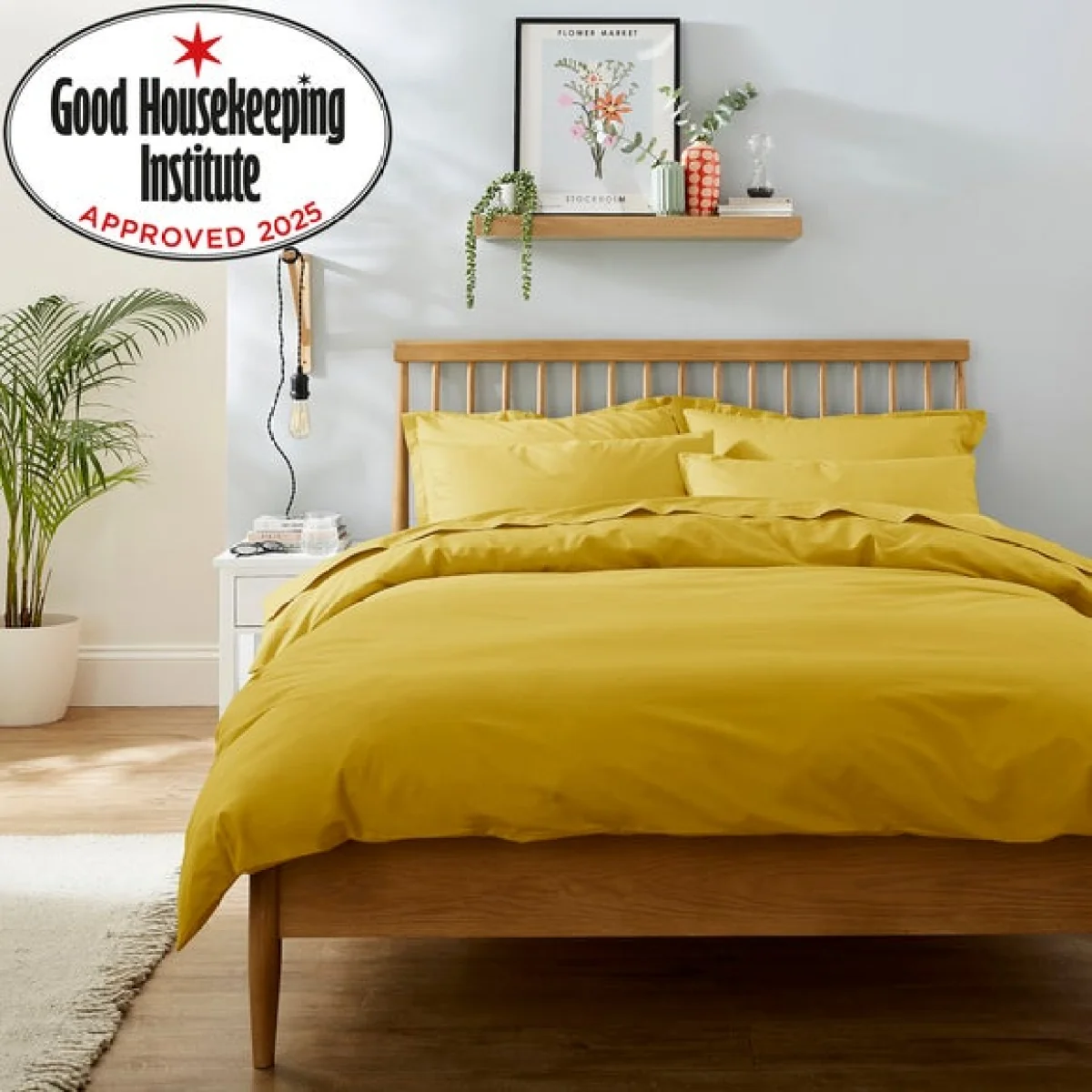 Pure Cotton Plain Dye Duvet Cover Yellow-Ochre – image 2