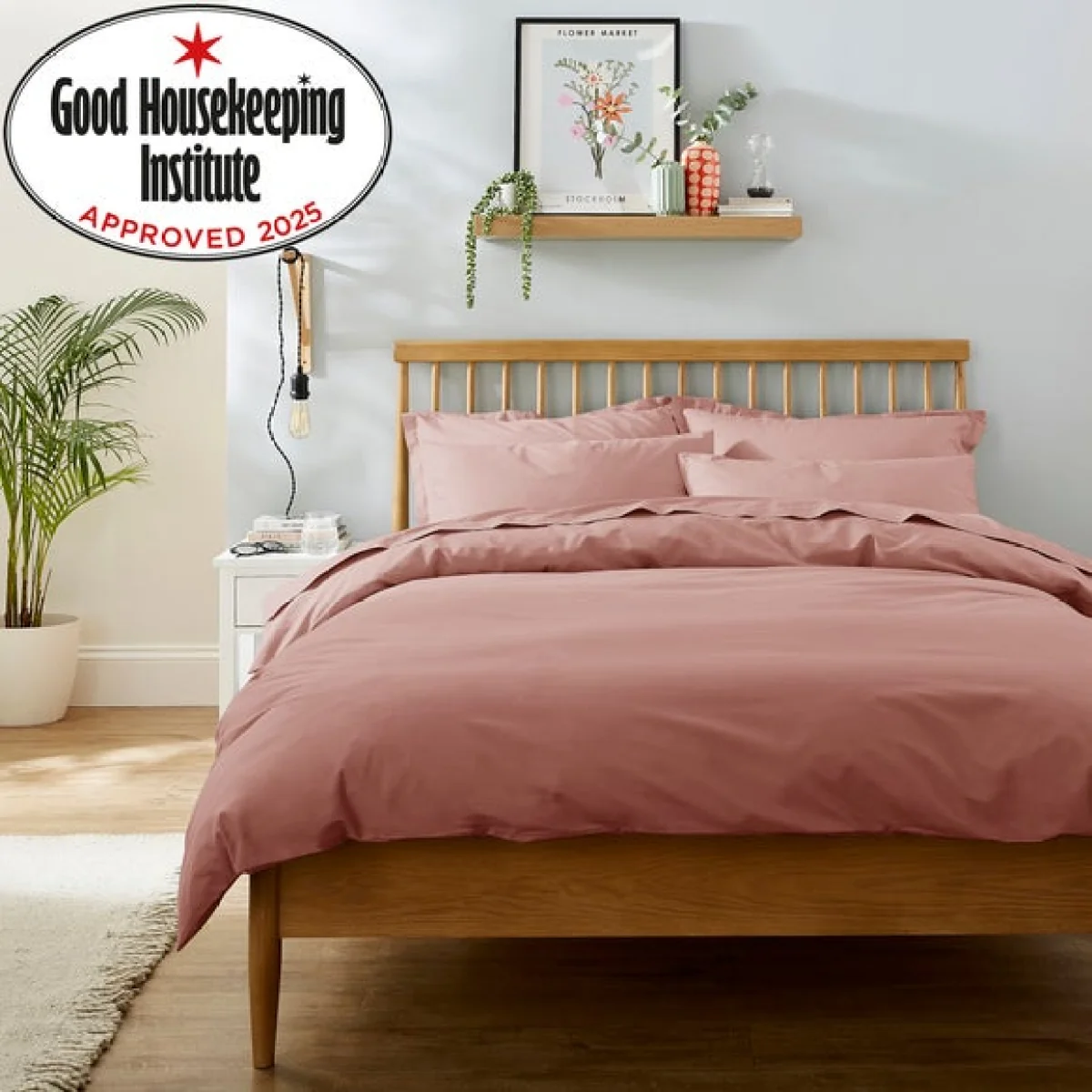 Pure Cotton Plain Dye Duvet Cover Dusty Pink – image 2