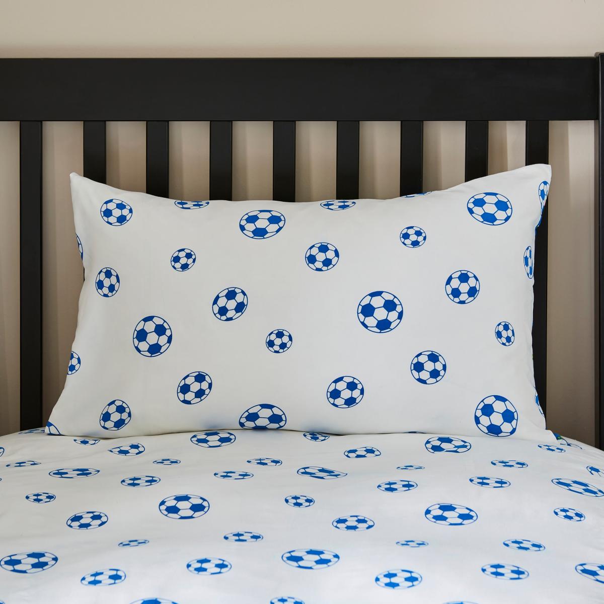 Pixel Football Single Duvet Cover and Pillowcase Set Blue – image 4