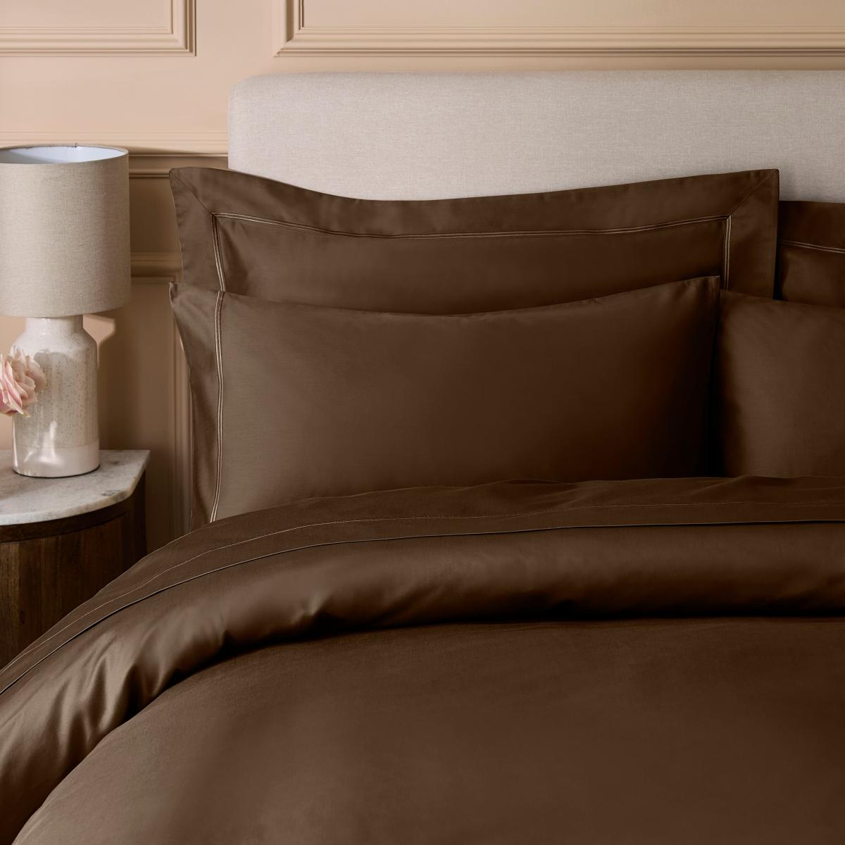 Dorma Egyptian Cotton Sateen 800 Thread Count Duvet Cover Chocolate (Brown) – image 2