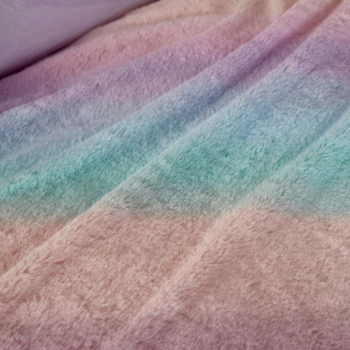 Pastel Ombre Fleece Duvet Cover and Pillowcase Set MultiColoured – image 4
