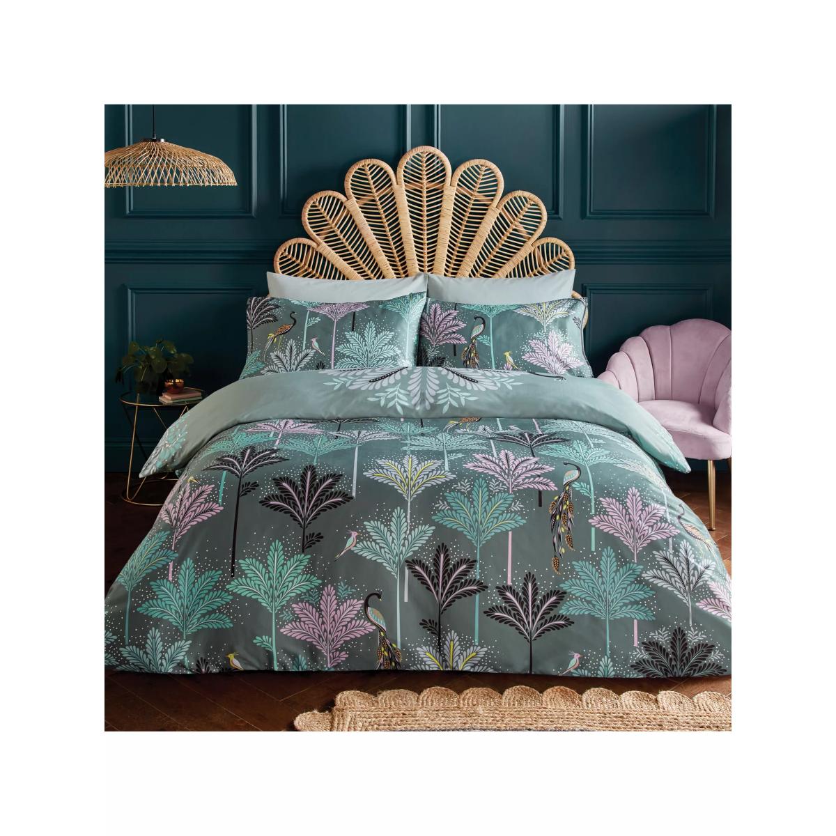 Sara Miller Peacock Filigree Reversible Duvet Cover Set – image 2