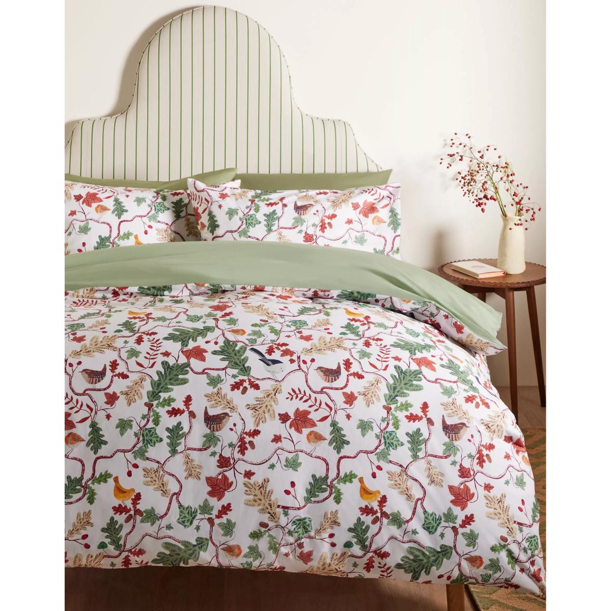John Lewis ANYDAY Christmas Leaves and Birds Duvet Cover Set – image 2