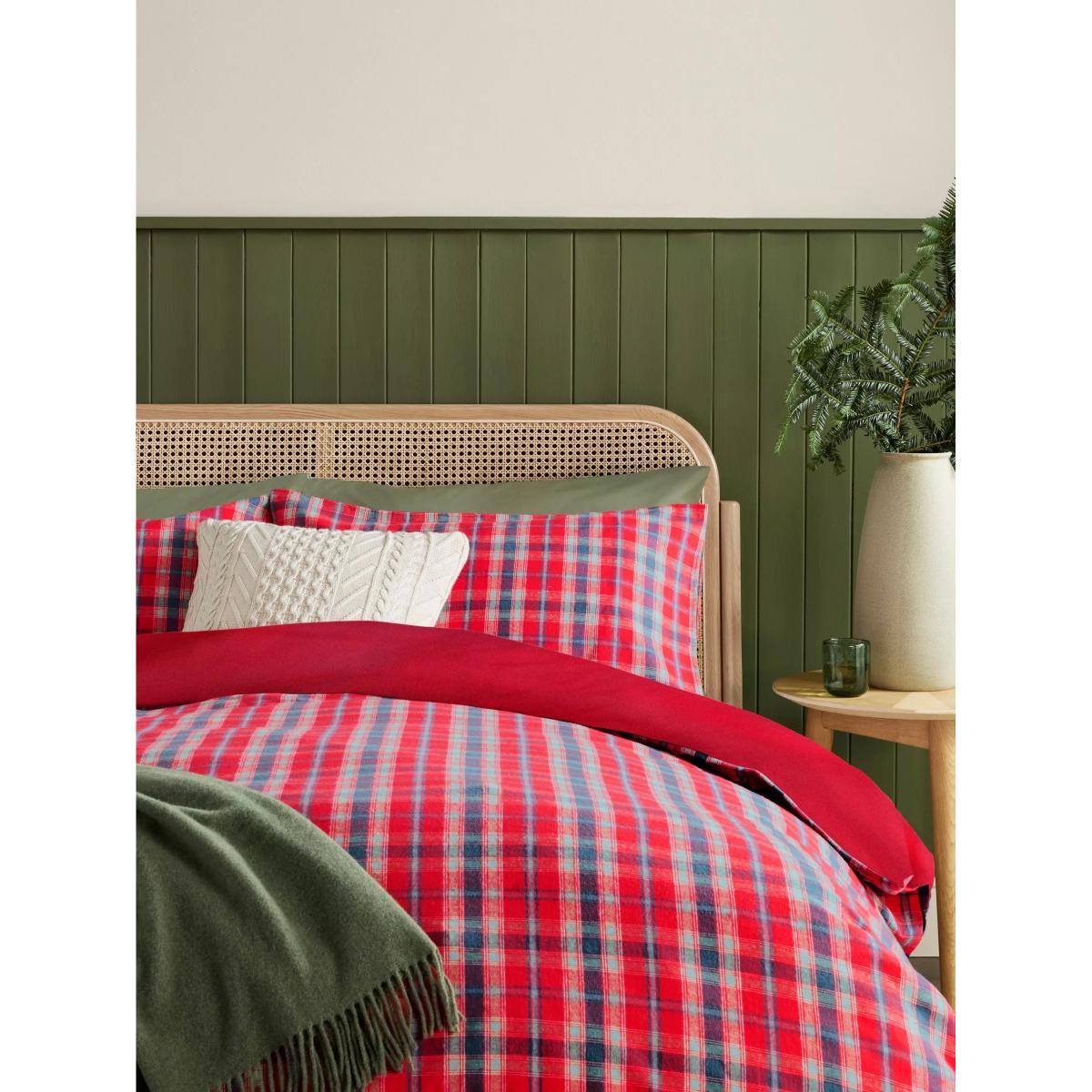 John Lewis Festive Brush Check Cotton Duvet Cover Set – image 2