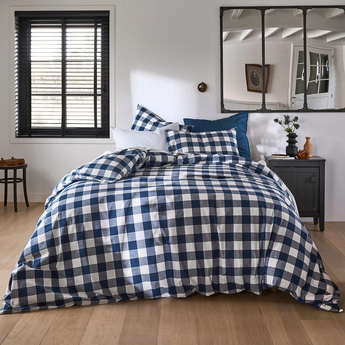 Aveiro Checked Gingham 100% Cotton Duvet Cover – image 1