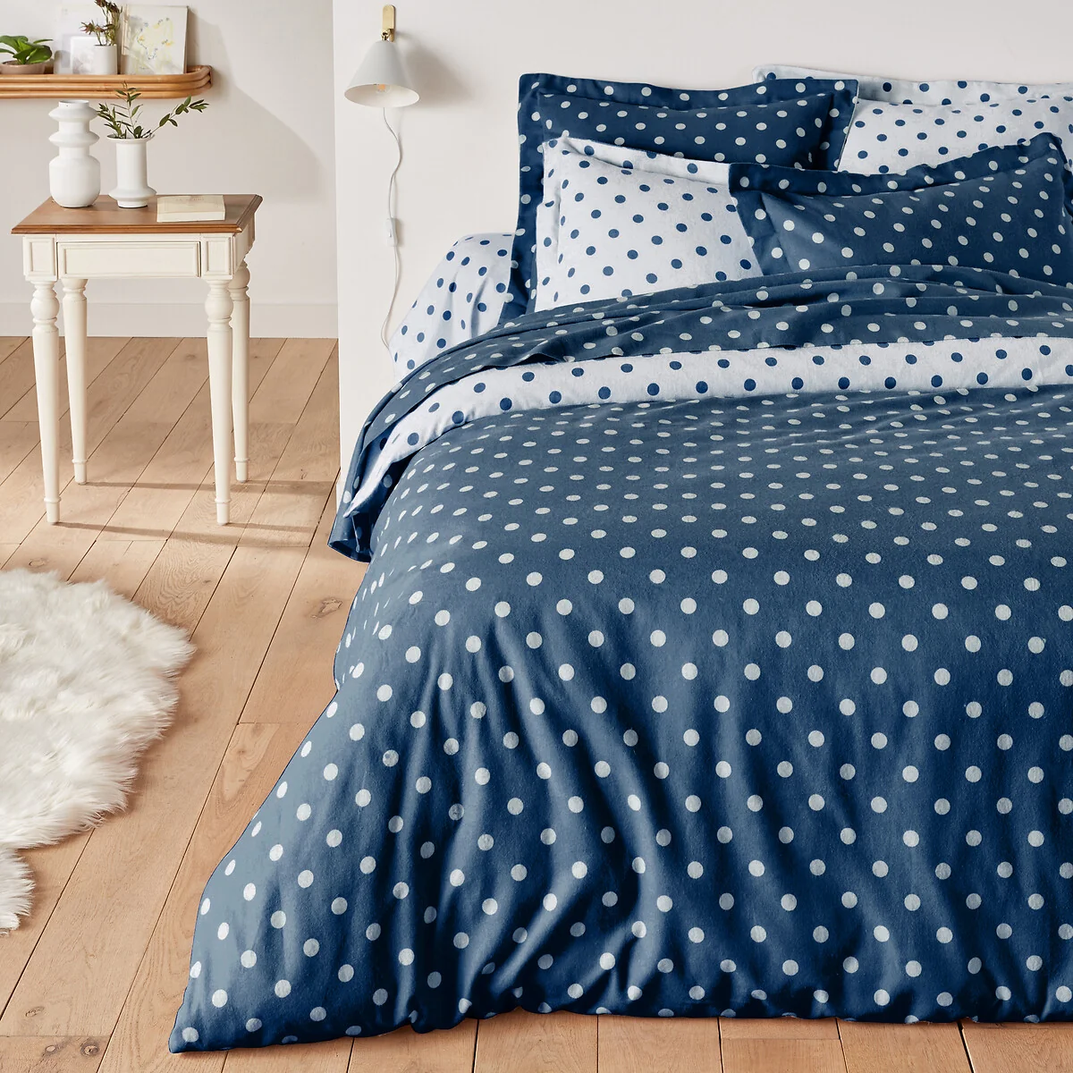 Clarisse Polka Dot 100% Cotton Flannel Duvet Cover – image 1