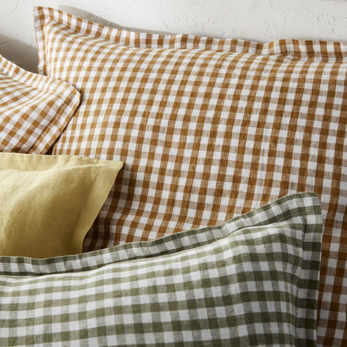Acélie Bronze Gingham 100% Washed Linen Duvet Cover – image 3