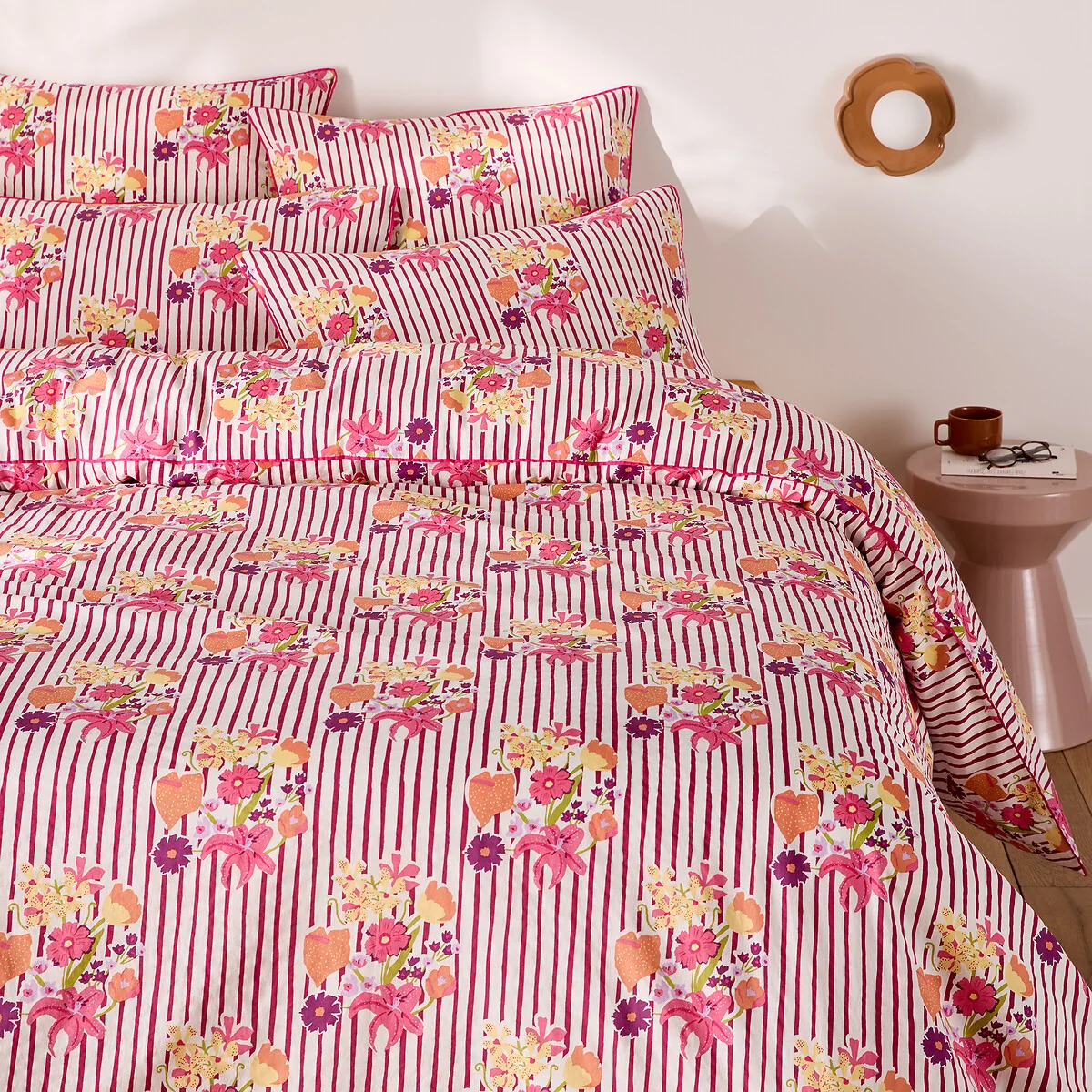 Belardi Striped/Floral Print Washed Cotton Duvet Cover – image 3