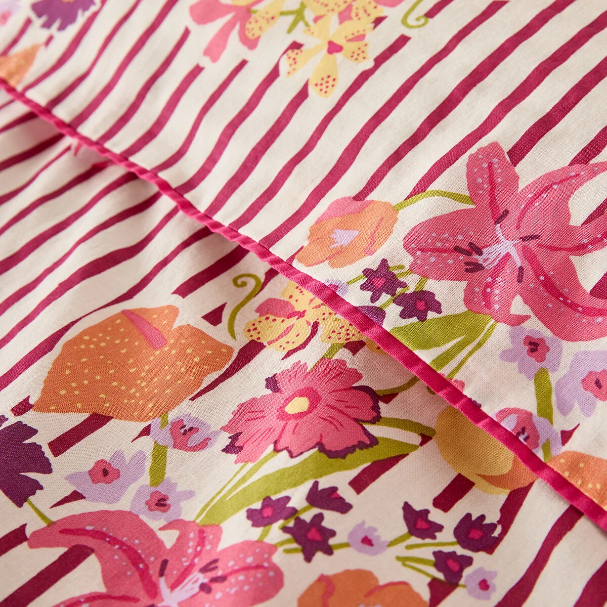 Belardi Striped/Floral Print Washed Cotton Duvet Cover – image 4