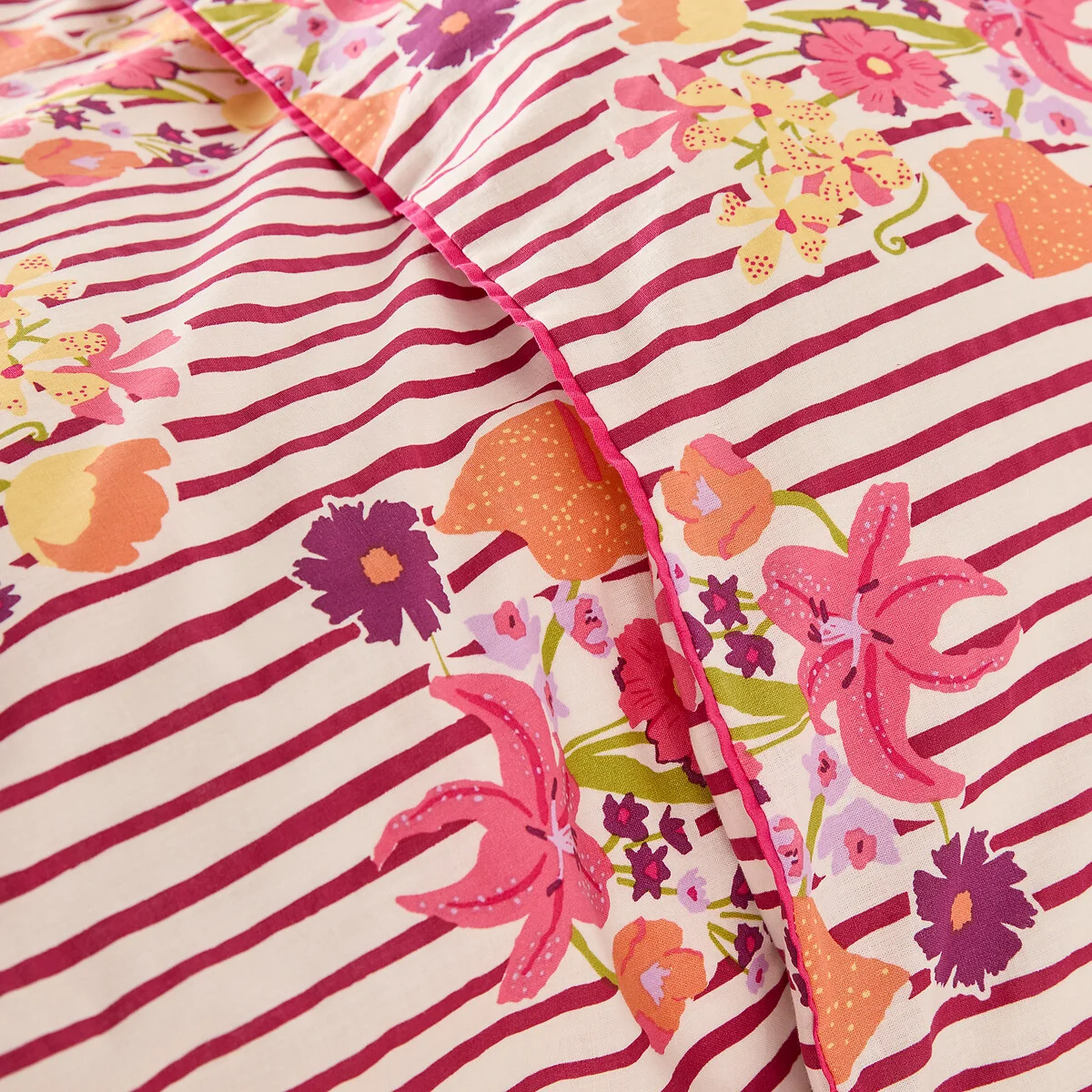 Belardi Striped/Floral Print Washed Cotton Duvet Cover – image 5