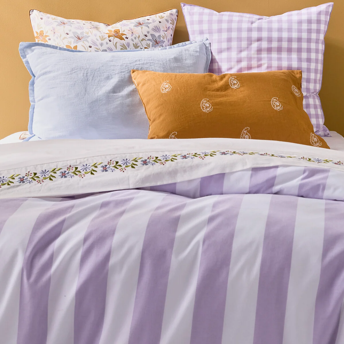 Tamori Violet Striped 100% Cotton Duvet Cover – image 2
