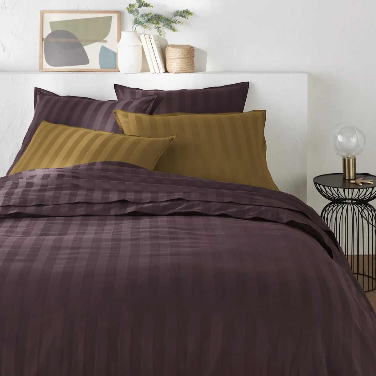 Victor Striped 100% Washed Cotton Satin 300 Thread Count Duvet Cover – image 1