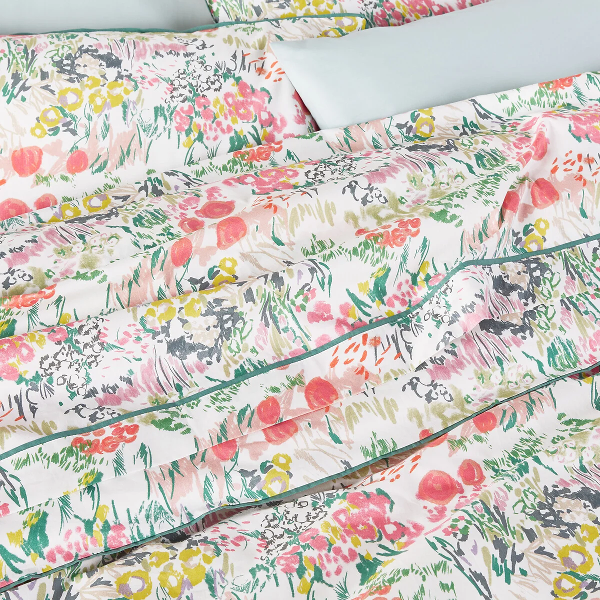 Coloured Field Floral 100% Cotton Percale 200 Thread Count Duvet Cover – image 2