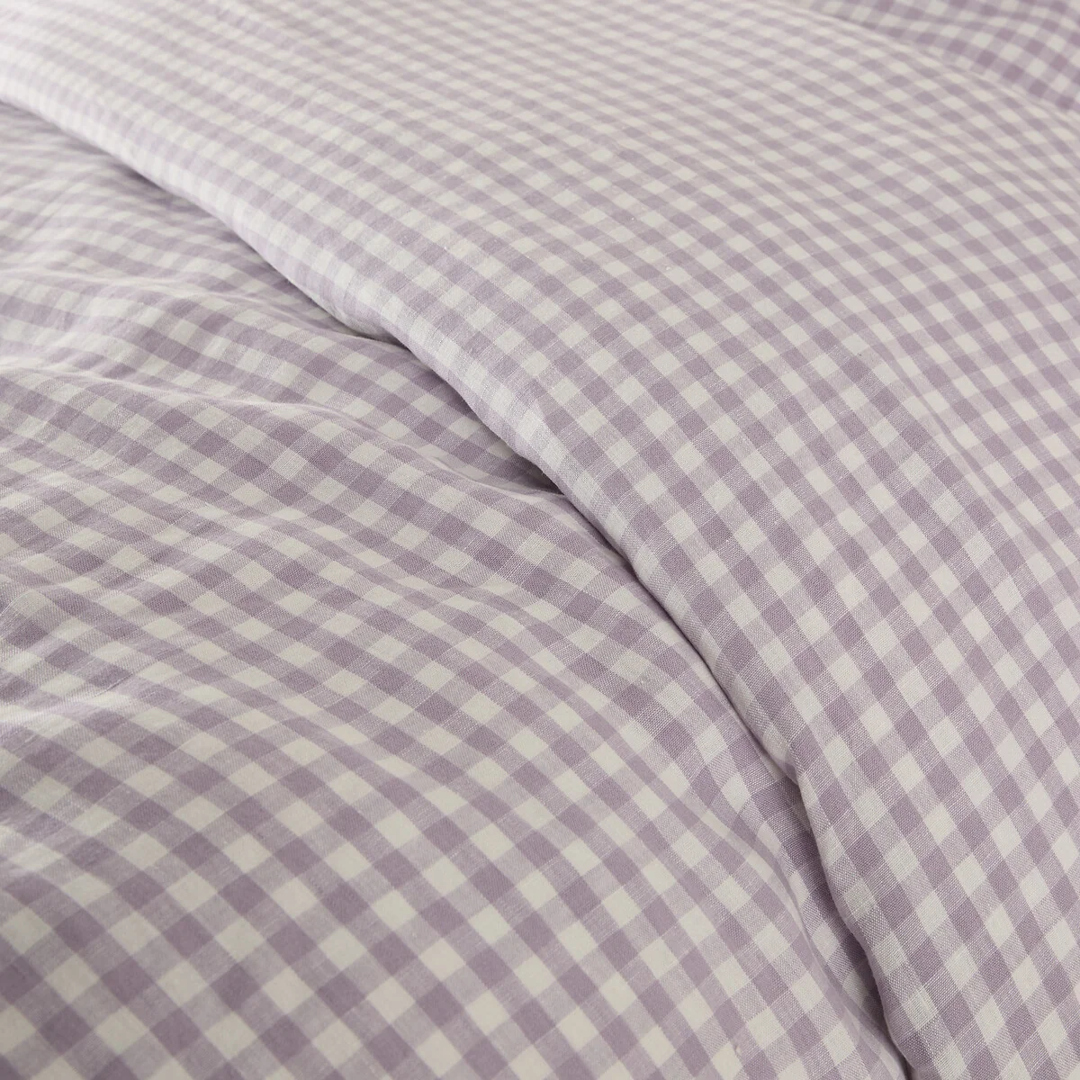 Acélie Lilac Gingham 100% Washed Linen Duvet Cover – image 5
