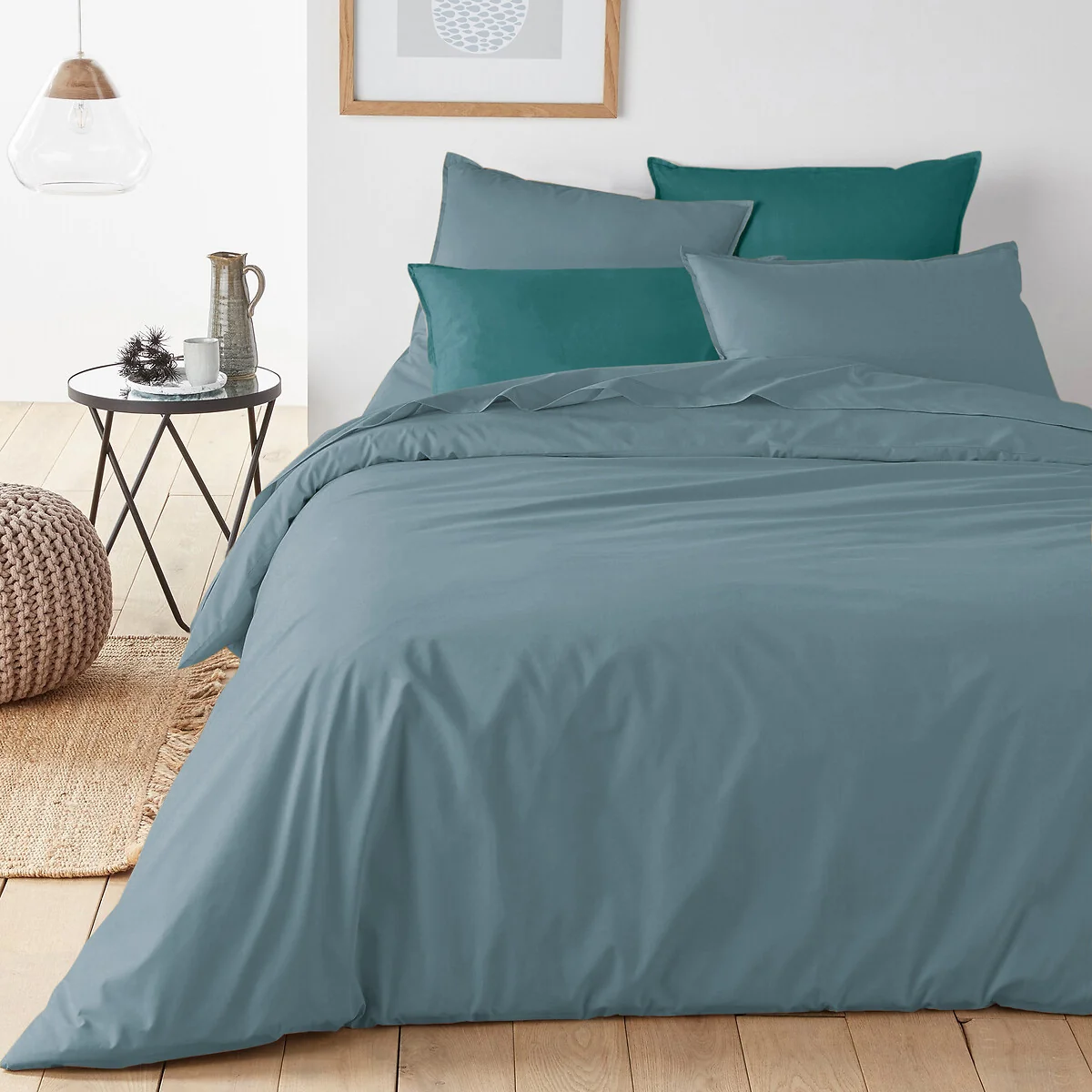 Plain 100% Organic Cotton Percale 200 Thread Count Duvet Cover – image 1