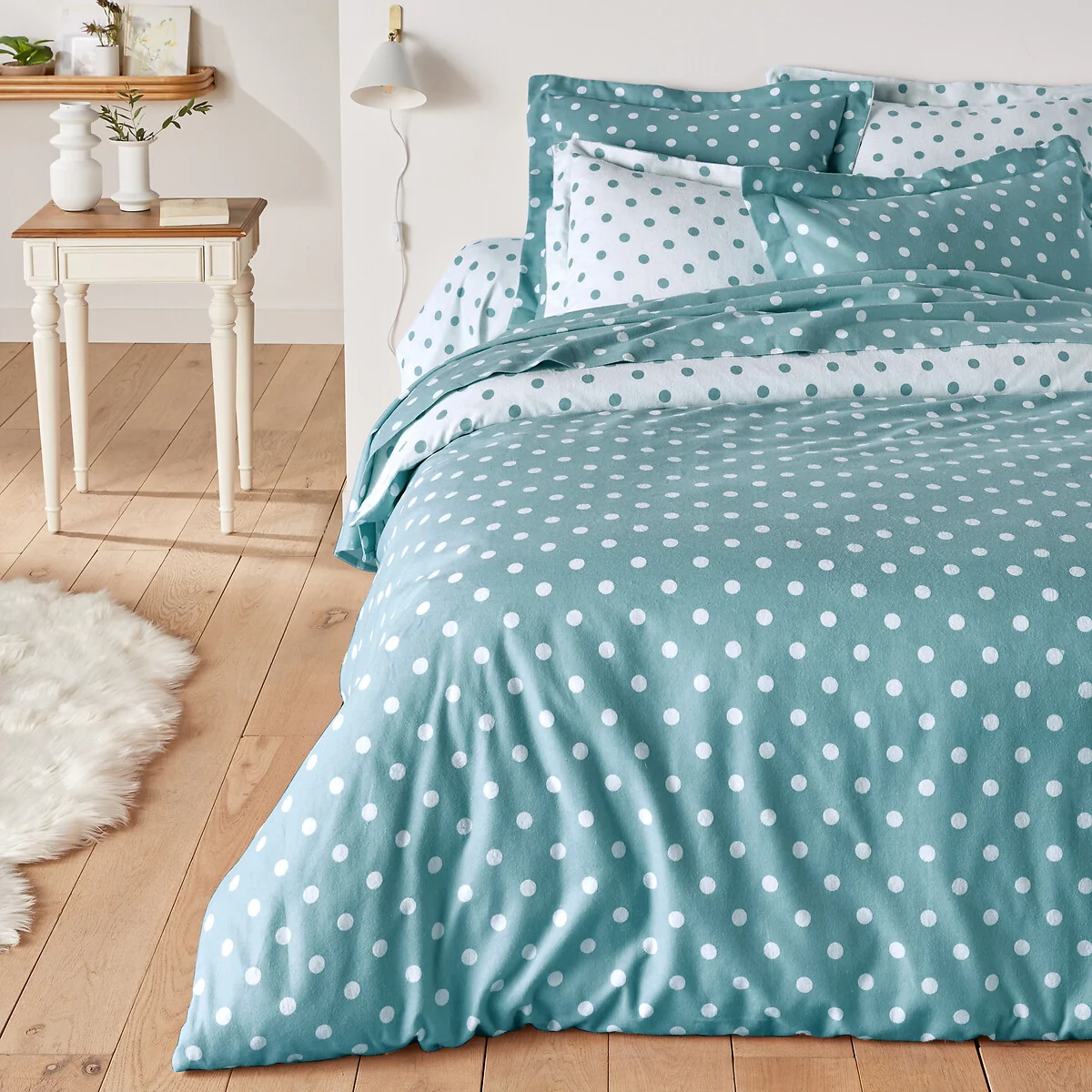 Clarisse Polka Dot 100% Cotton Flannel Duvet Cover – image 1