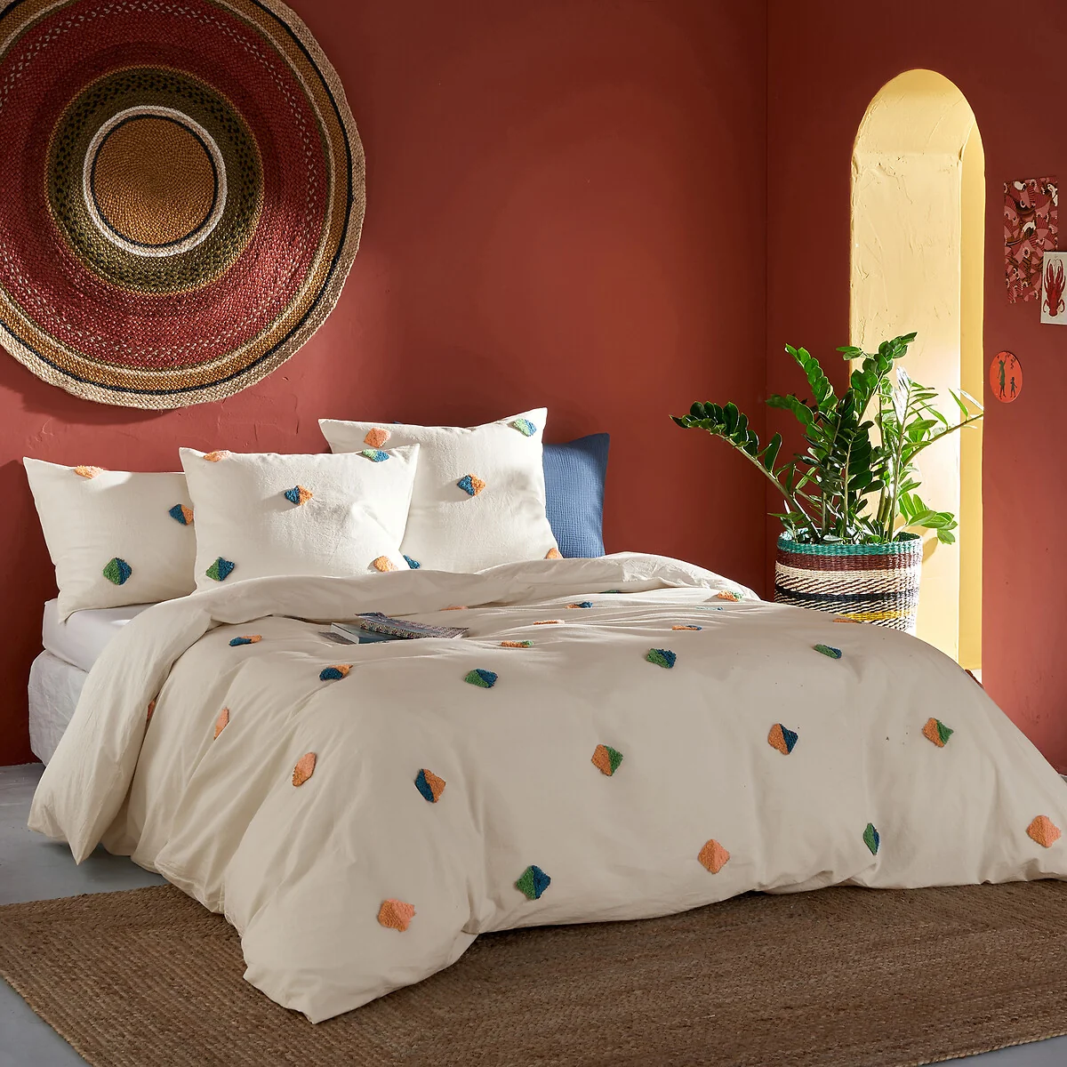 Mentilla Tufted Diamond 100% Cotton Duvet Cover – image 1