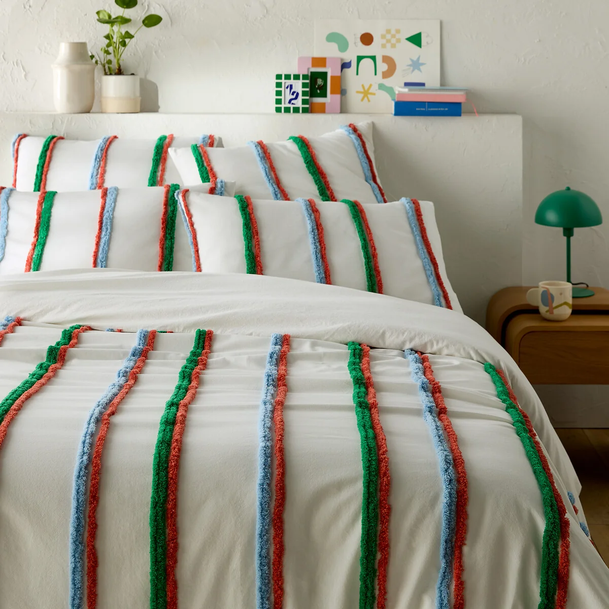 Neil Striped Tufted 100% Cotton Duvet Cover – image 1