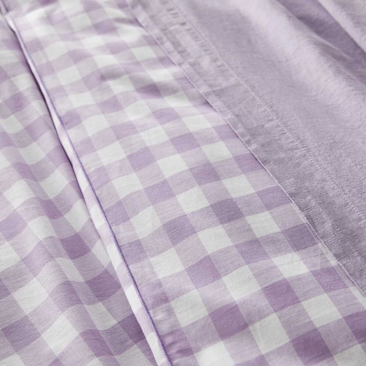 Veldi Purple Gingham Check 100% Cotton Duvet Cover – image 3
