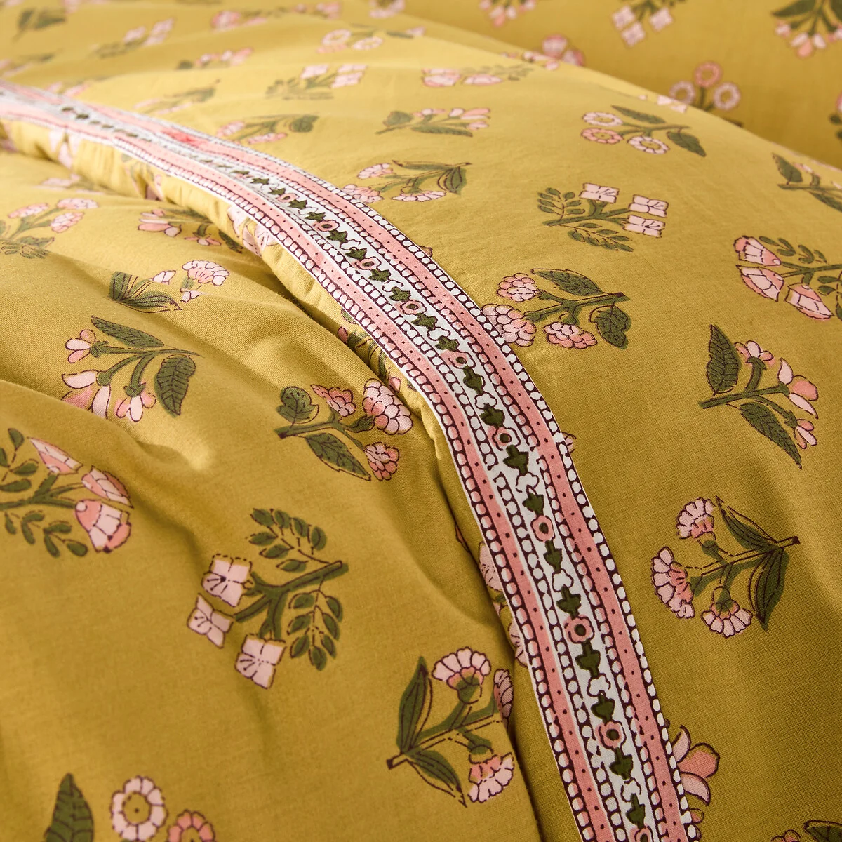 Vandi Ocre Floral Print Washed Cotton Duvet Cover – image 4