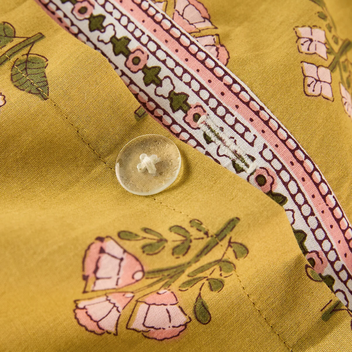 Vandi Ocre Floral Print Washed Cotton Duvet Cover – image 5